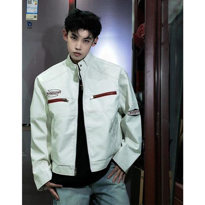 vintage短款皮衣外套男春秋款高级感痞帅飞行夹克美式高街机车服