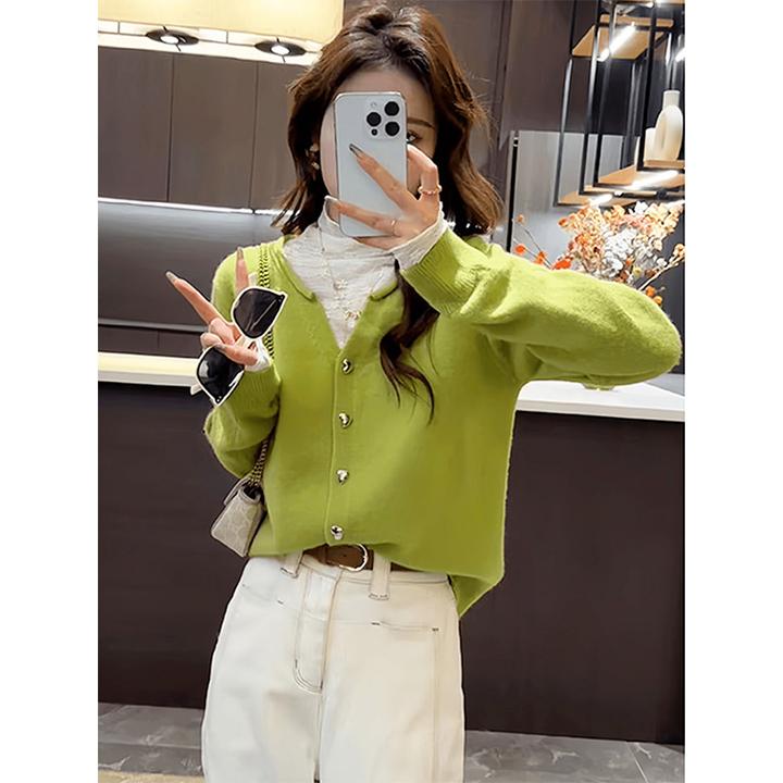 秋冬V领针织开衫毛衣外套女款2024新款冬季爆款外穿针织衫上衣女