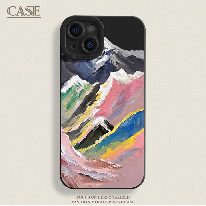 彩绘山峰iPhone15ProMax手机壳14苹果13硅胶12全包78p男女11xs/xr