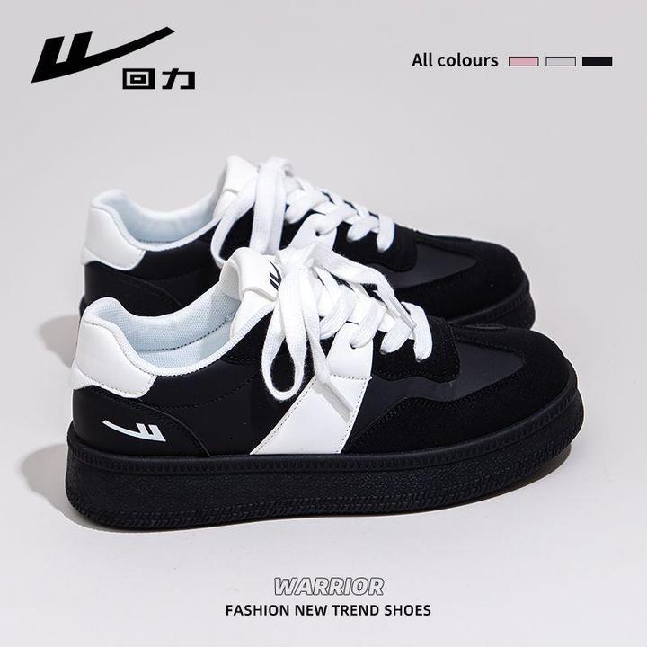 回力女鞋厚底德训鞋2025秋季软底轻便百搭洋气休闲松糕底黑白板鞋