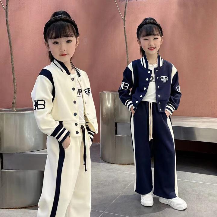 [专柜品质]女童套装秋冬款2025新款加绒加厚运动棒球服外套两件套