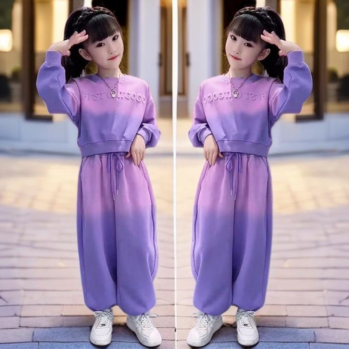 [专柜品质]女童春秋套装多巴胺儿童女孩运动阔腿裤秋季潮酷两件套