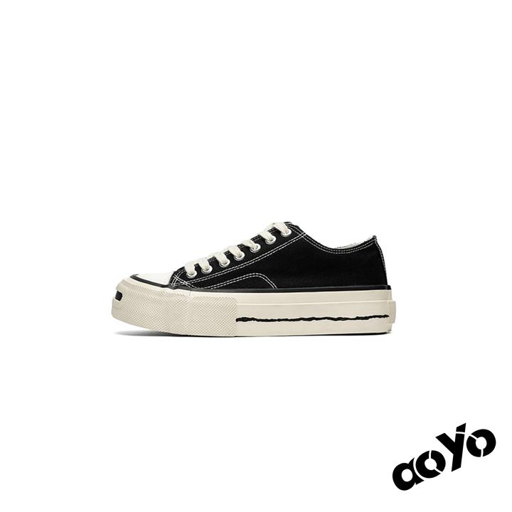 aoyo 春夏小众硫化帆布鞋情侣百搭低帮 经典厚底板鞋