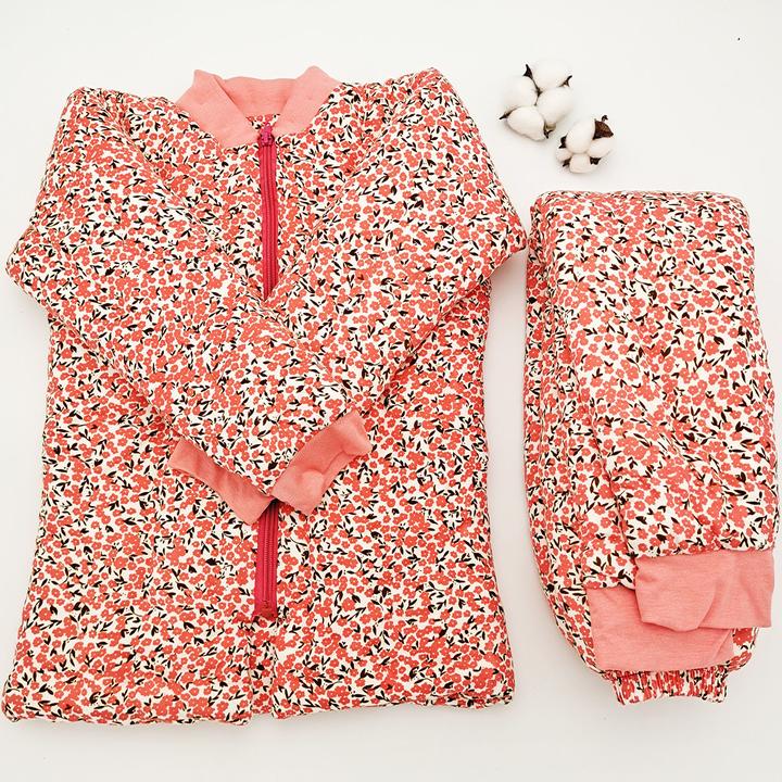 中大童手工棉花棉袄棉裤套装小孩学生幼儿男女居家2025冬新款棉服