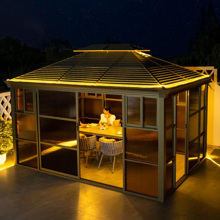 凉亭户外庭院铝合金别墅花园室外遮阳棚隔热阳光棚农村院子阳光房
