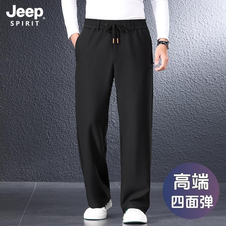JEEPSPIRIT男士休闲裤秋冬新款宽松直筒运动裤免烫裤子加绒保暖裤