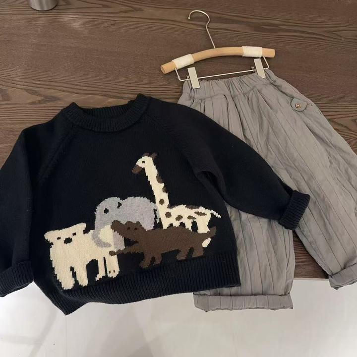 男童毛衣2024新款秋冬款儿童卡通毛衣时尚百搭针织衫保暖宝宝上衣