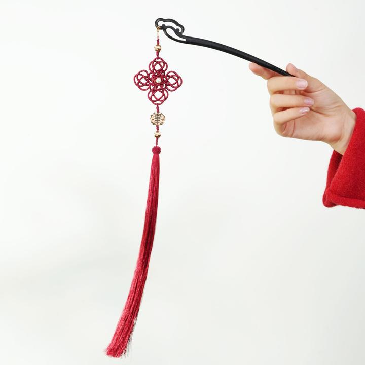 吾珥 双全系列·发簪/WEFZ104/原创设计款/中国风金钱结红色新年