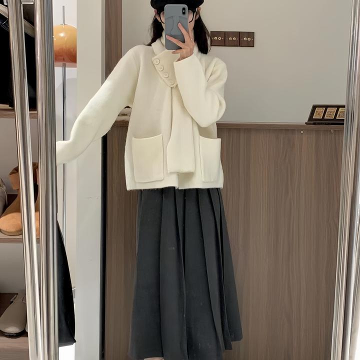 2024秋冬新款二件套女装小香风毛衣开衫短外套气质显瘦半身裙套装