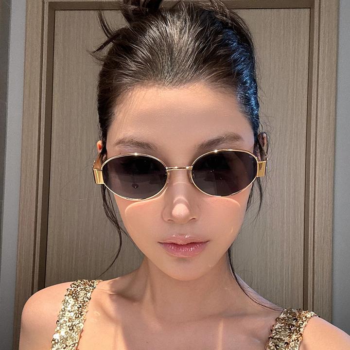 墨镜女款2025新款小脸高级感防紫外复古金属椭圆防晒近视太阳眼镜