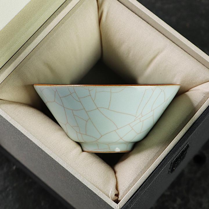 清沐堂主茶养开片天青汝窑新款斗笠杯  家用陶瓷茶具大号主人杯
