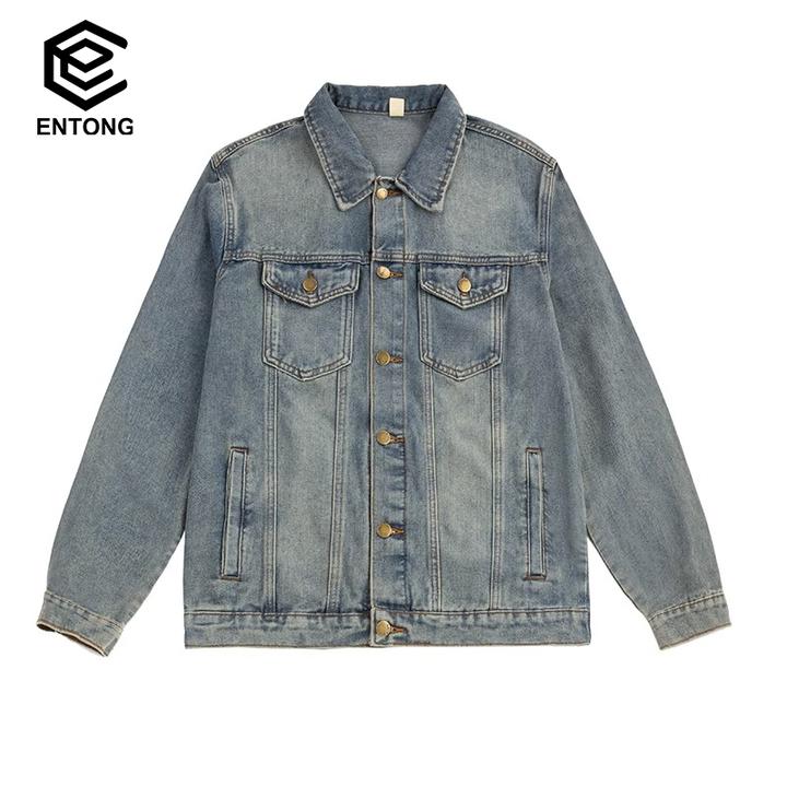 男款街头美式复古做旧牛仔外套男女宽松秋季新款情侣百搭休闲夹克