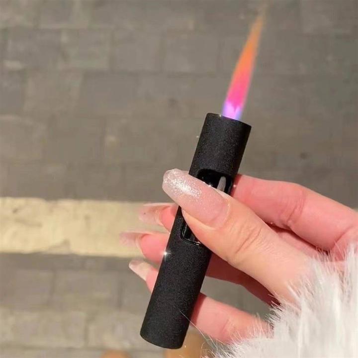 ins高颜值圆柱形防风打火机帅气充气小巧创意个性圆形打火机