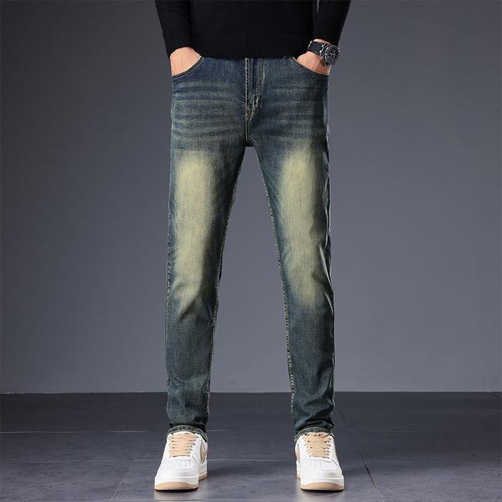 加绒牛仔裤新款爆款复古商务男装弹力修身直筒痞帅舒适时尚019