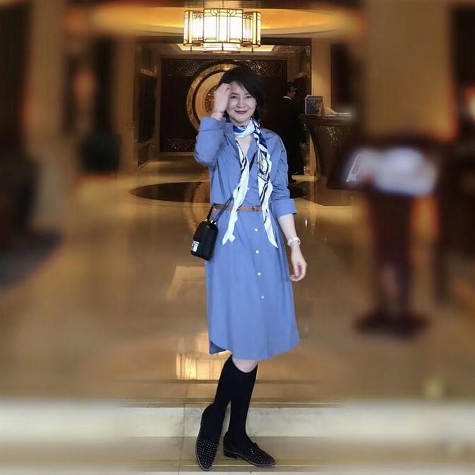 RuienCo. 三妈的衣橱 100棉撞色立领夏衬衫连衣裙
