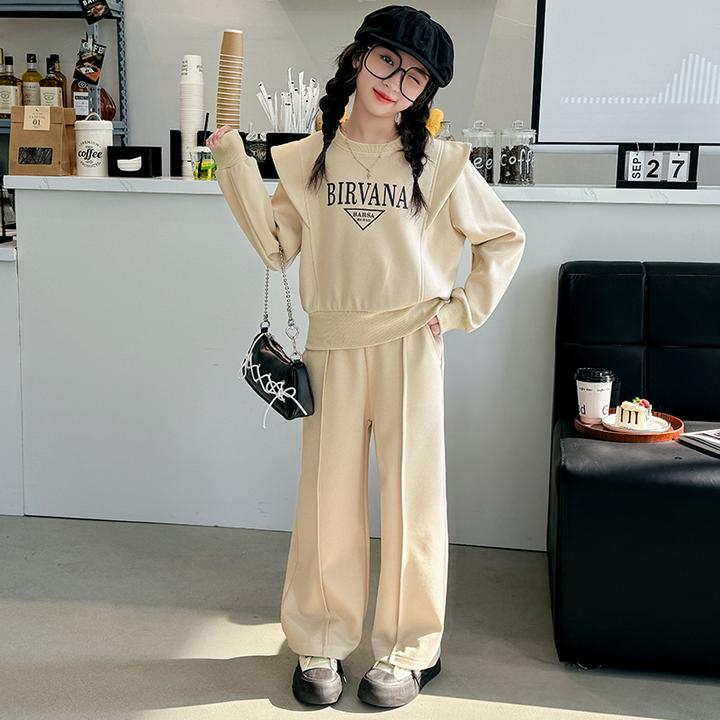 女大童运动套装春秋新款时髦儿童休闲洋气卫衣长裤女孩两件套春装