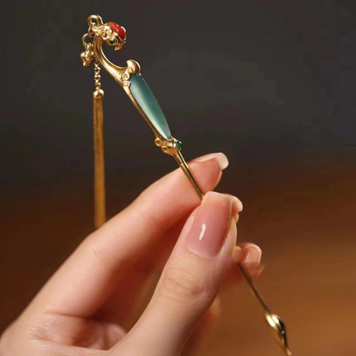 凤凰钗新中式复古轻奢经典国风流苏发簪发钗高级精致发饰盘头发女