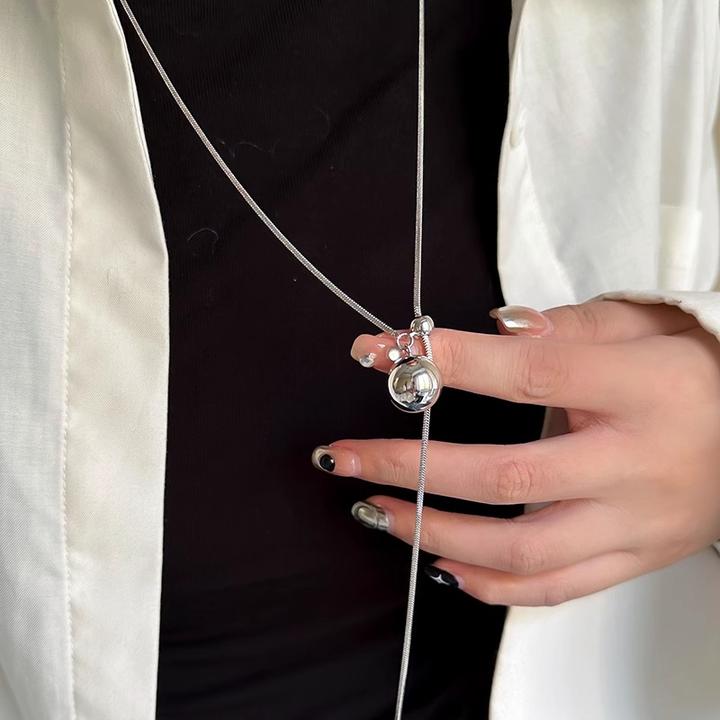 铜合金项链 韩系冷淡风可抽拉长款项链女新轻奢小众高级感毛衣链