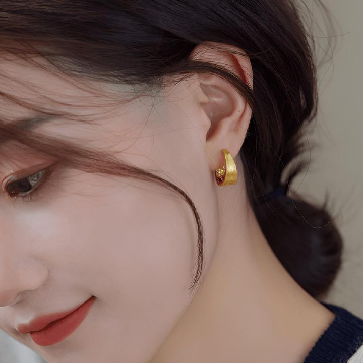 铜合金耳饰 经典金色耳环女小众设计感耳圈气质耳饰高级感时尚ins