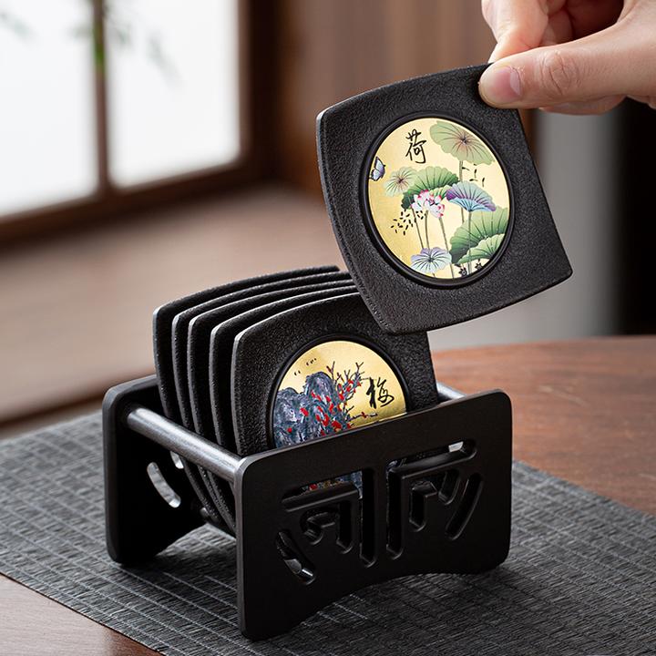 柒拾复古电木茶杯垫防烫茶杯托办公室隔热垫茶道杯垫高档茶具配件