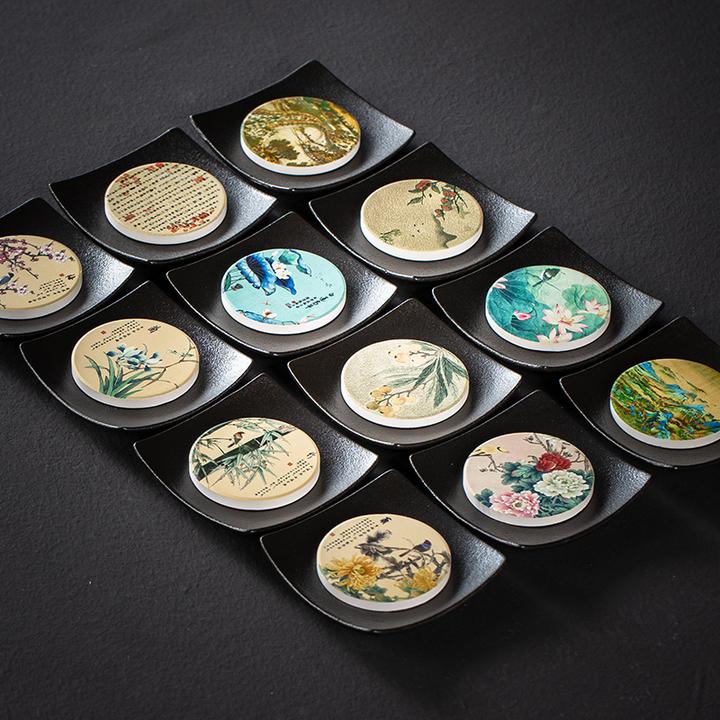 电木茶杯垫功夫茶道隔热茶杯垫子日式防烫黑檀木家用茶杯托茶配件