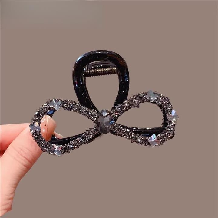 法式高级感黑色发夹满钻轻奢后脑勺半扎发抓夹中号醋酸 优雅 发饰