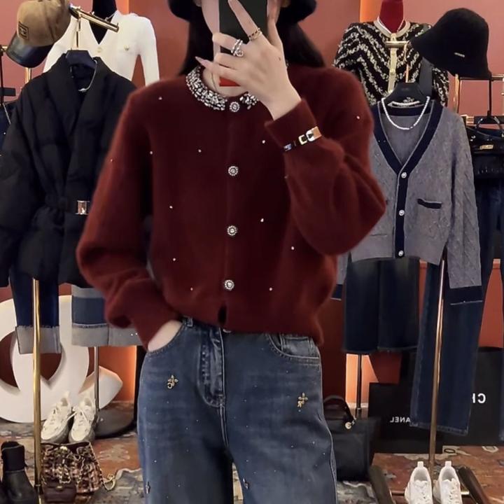 2024秋冬新款韩版时尚洋气高级设计感毛衣女重工气质减龄百搭上衣