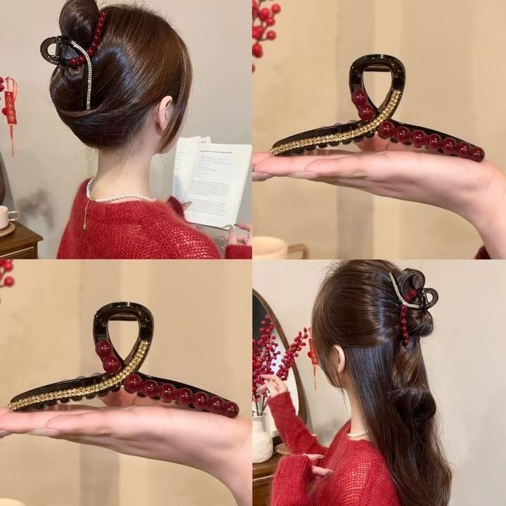 秋冬气质百搭安可拉红鲨鱼夹轻奢百搭发卡简约优雅后脑勺马尾夹