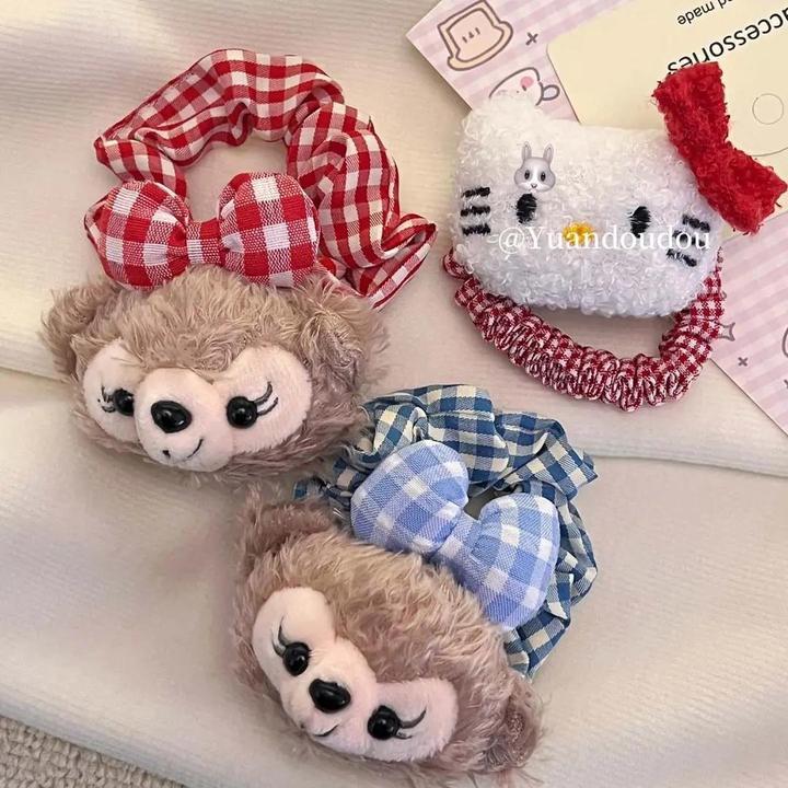 发圈可爱雪莉玫发绳学院风JK风红格子公仔刘海夹鸭日系发饰女百搭