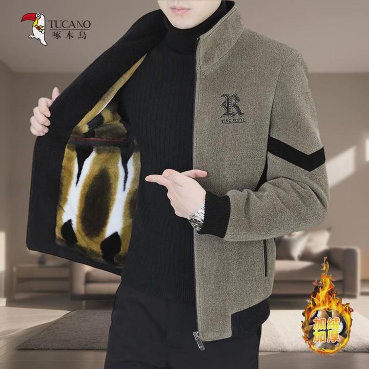 TUCANO/啄木鸟冬季男款加厚加绒时尚立领保暖毛呢休闲男外套-5521
