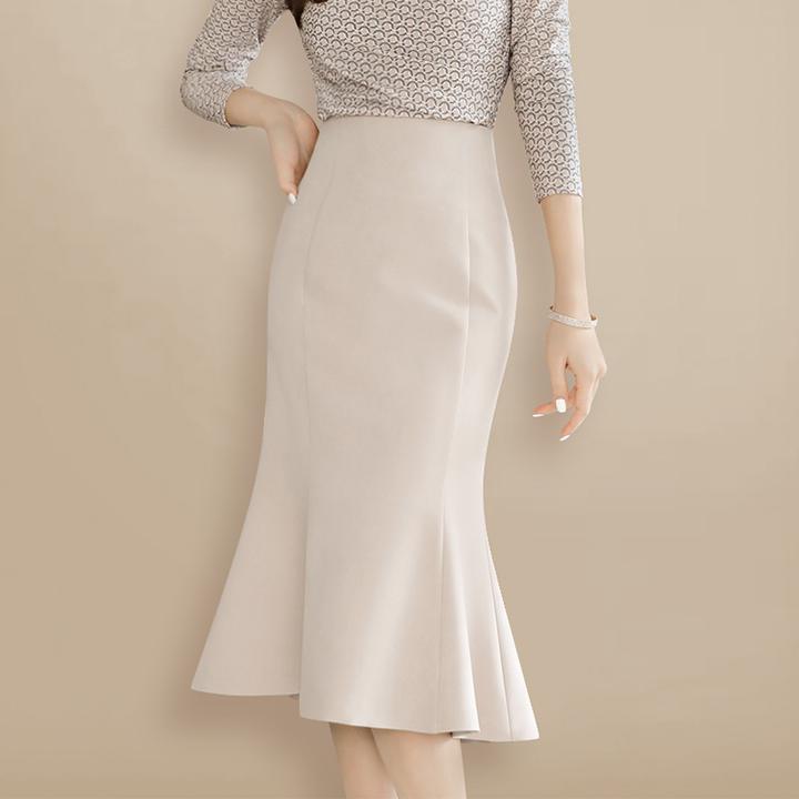 气质半身裙女春秋新款显瘦鱼尾包臀裙米色半裙法式鱼尾裙子女款