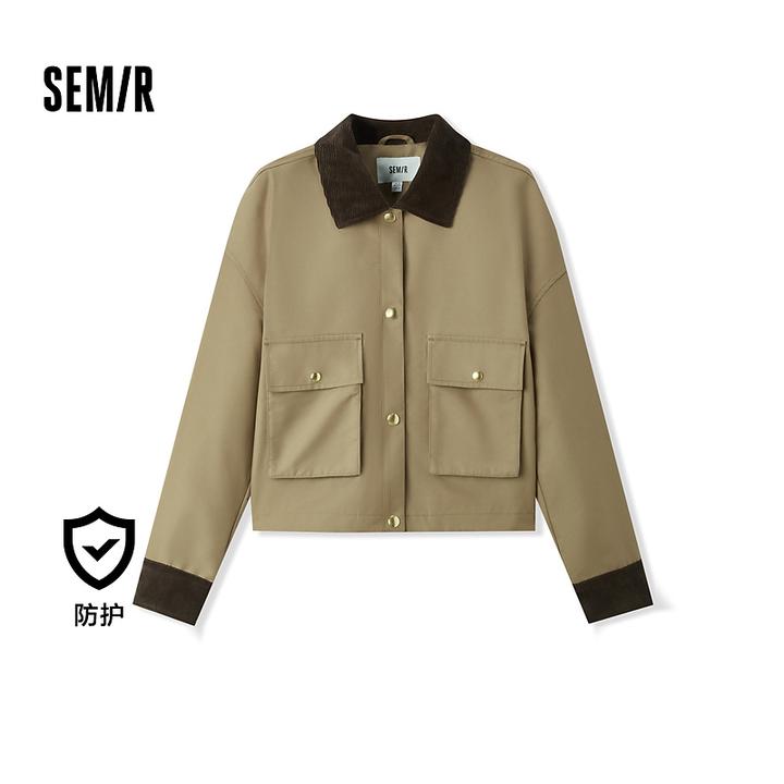 【三防】商场同款森马外套女短款落肩2024新款翻领夹克