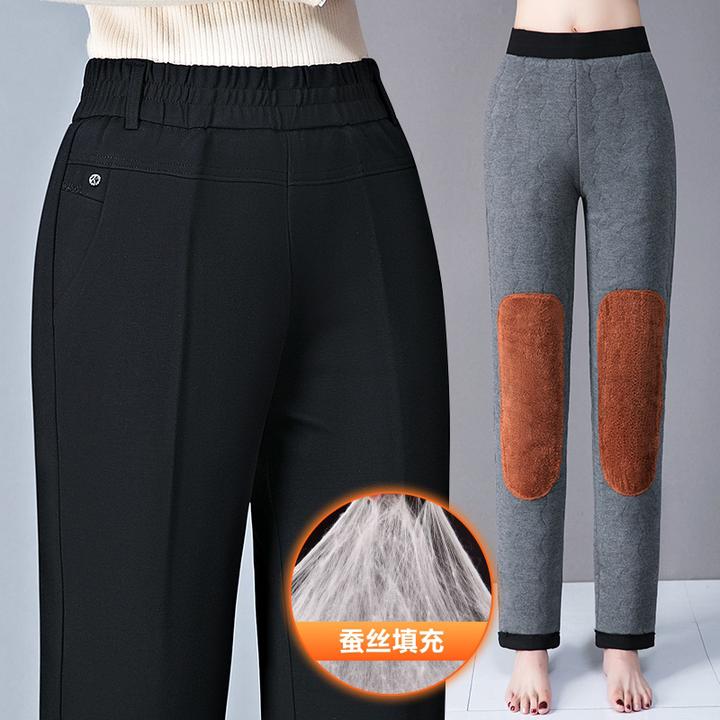 矮个子妈妈棉裤女冬季加绒加厚护膝护臀中老年直筒保暖外穿棉裤冬