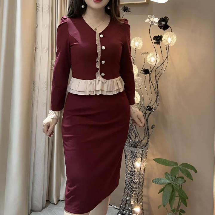 2024秋冬轻奢女装连衣裙长袖显瘦气质时尚红色修身包臀名媛女神