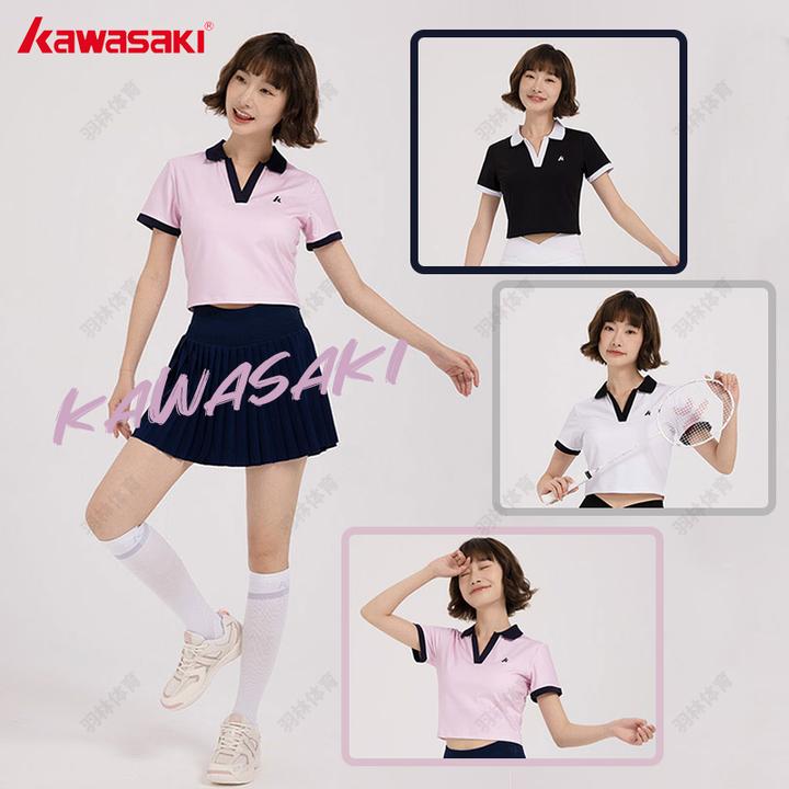 kawasaki/川崎B2996女款翻领短款T恤羽毛球服速干透气休闲