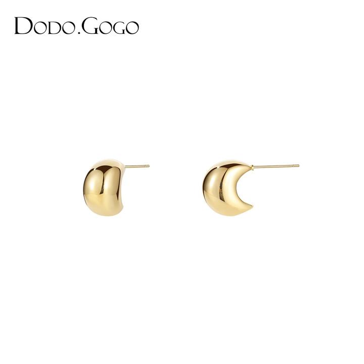 DODOGOGO 铜合金耳饰 简约小豆子ins耳钉轻奢高级金属风个性耳环