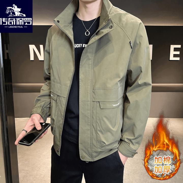 传奇保罗秋冬加棉男士棉衣宽松休闲百搭加厚棉袄工装外套青年棉服