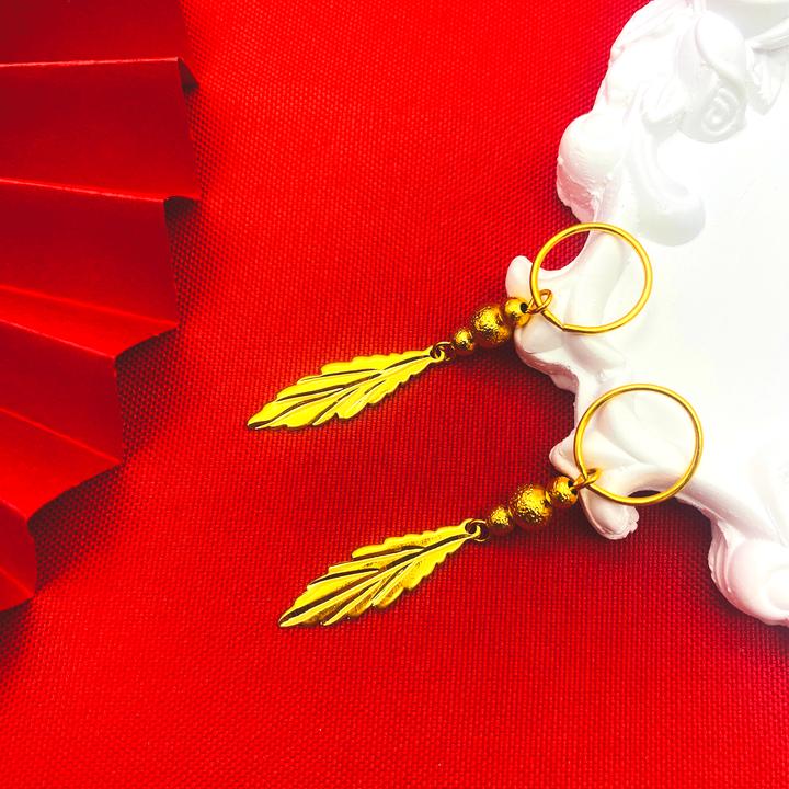 铜合金耳饰 【金珠树叶耳环】精美时尚简约女款网红百搭女士耳环