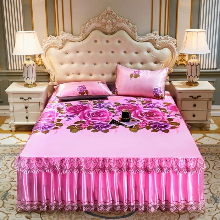 印花可水洗冰丝床裙款凉席