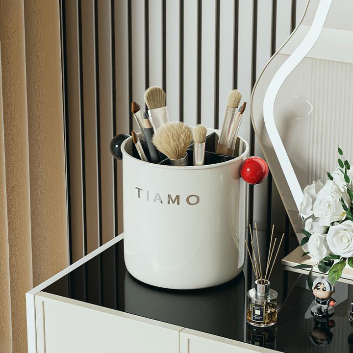 奶油风创意收纳盒文具分格收纳桶客厅卧室桌面化妆品遥控器收纳筒