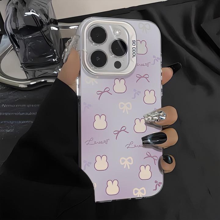 渐变紫兔子蝴蝶结适用iphone15/13苹果14手机壳华为vivo小米oppo