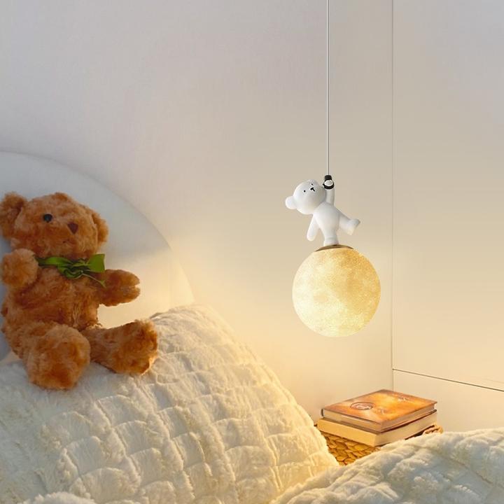 儿童房床头吊灯现代简约护眼可爱男孩女孩公主卡通主卧卧室吊线灯