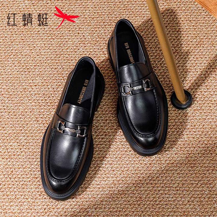 红蜻蜓乐福鞋2025冬季新款男鞋一脚蹬商务正装增高皮鞋鞋子男款