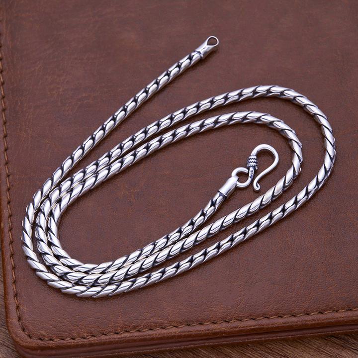 链子925银 男项链手工时尚百搭简约素款霸气锁骨银项链送男友礼物