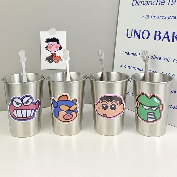 可爱卡通蜡笔小新儿童304不锈钢漱口杯ins高颜值简约漱口杯洗漱杯