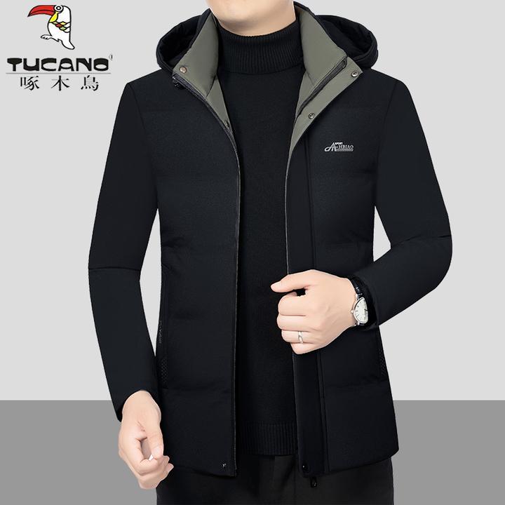 啄木鸟冬季新款男士棉衣外套商务休闲纯色百搭加厚保暖防寒服男装