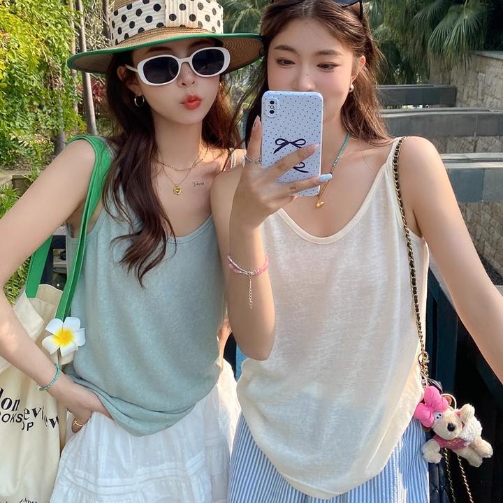 棉麻吊带小背心女2025夏季新款西装内搭宽松外穿冰丝打底大码上衣