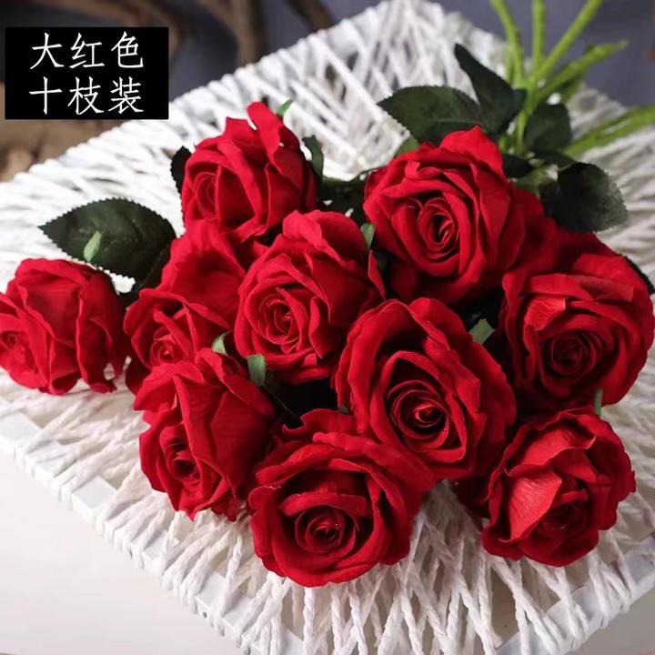 玫瑰蓝色高端绢花餐桌假花客厅干花玄关装饰假花家居插花艺软装