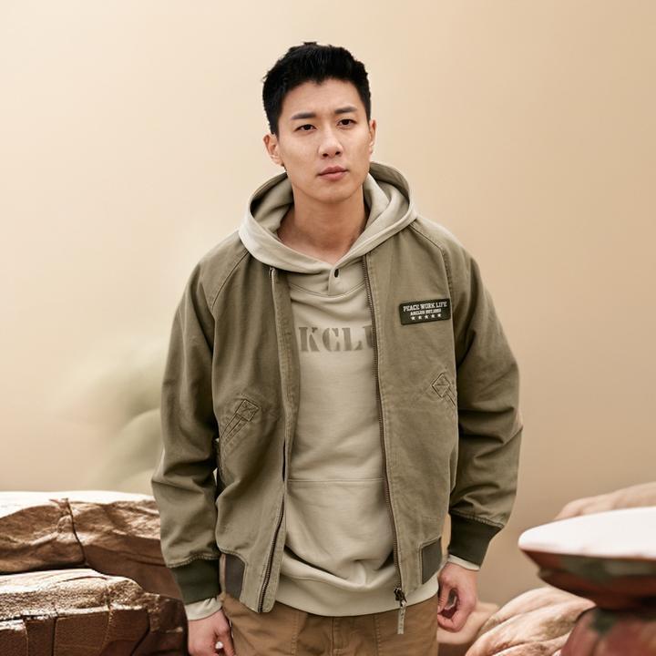 AKCLUB复古重水洗做旧棒球MA1领立领飞行员夹克工装外套男2004250