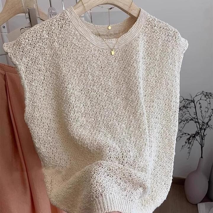 高级感时尚气质圆领针织马甲背心女春秋新款内搭打底无袖上衣外穿